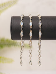 Zilveren regenboog maansteen armband ovaal