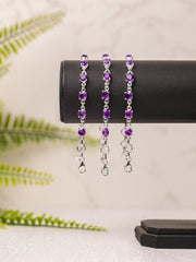 Zilveren amethist armband ovaal / rond