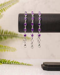 Zilveren amethist armband ovaal / rond