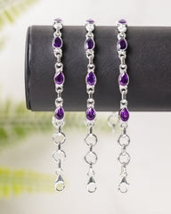 Zilveren Amethist armband druppel