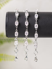 Zilveren rozenkwarts armband facet ovaal