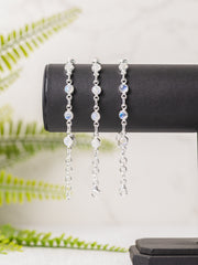 Zilveren regenboog maansteen armband rond