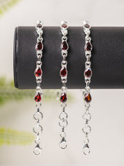 Zilveren granaat armband druppel