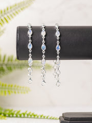 Zilveren regenboog maansteen armband druppel