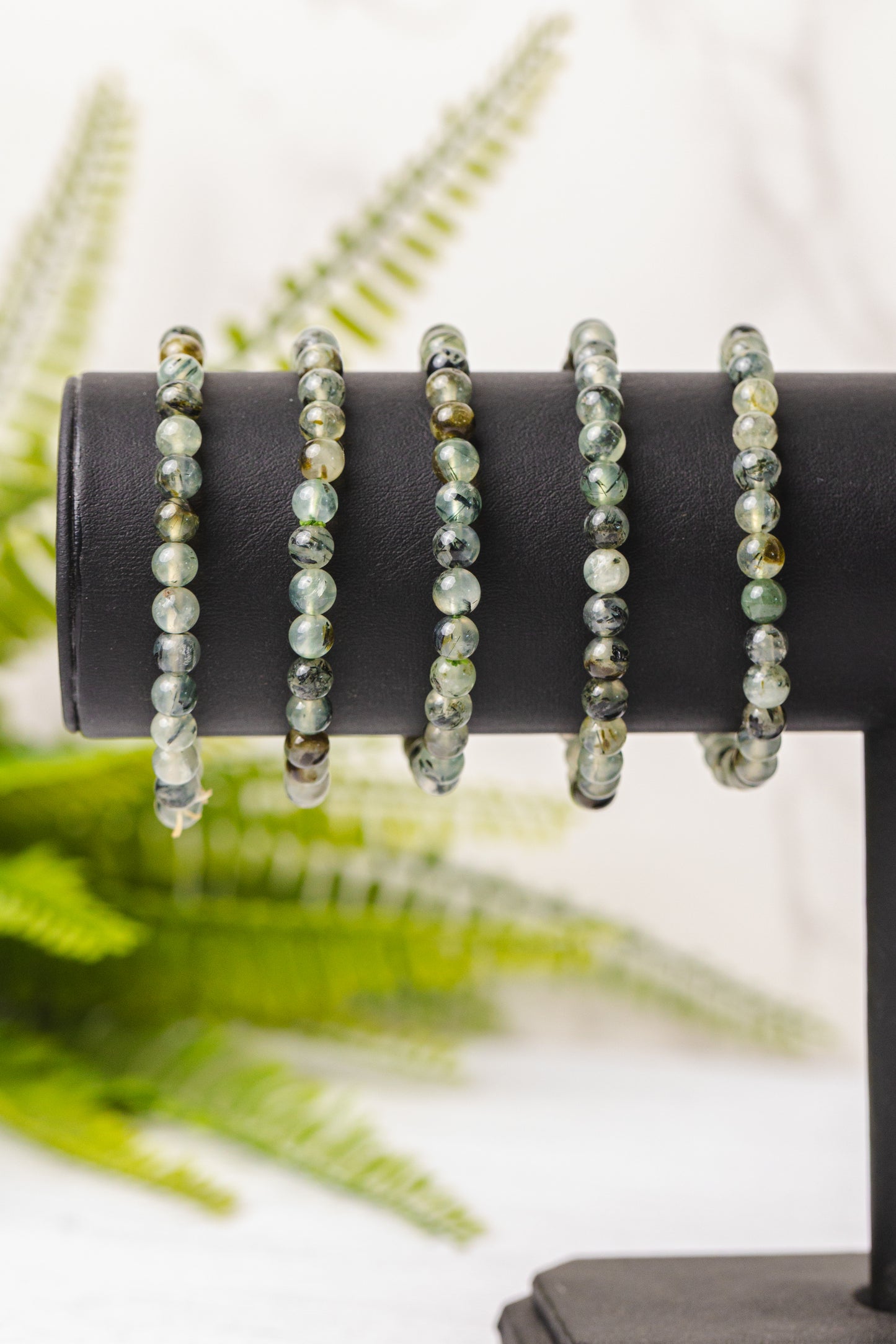 Epidoot in Prehniet armband rond 6mm - 3e gratis