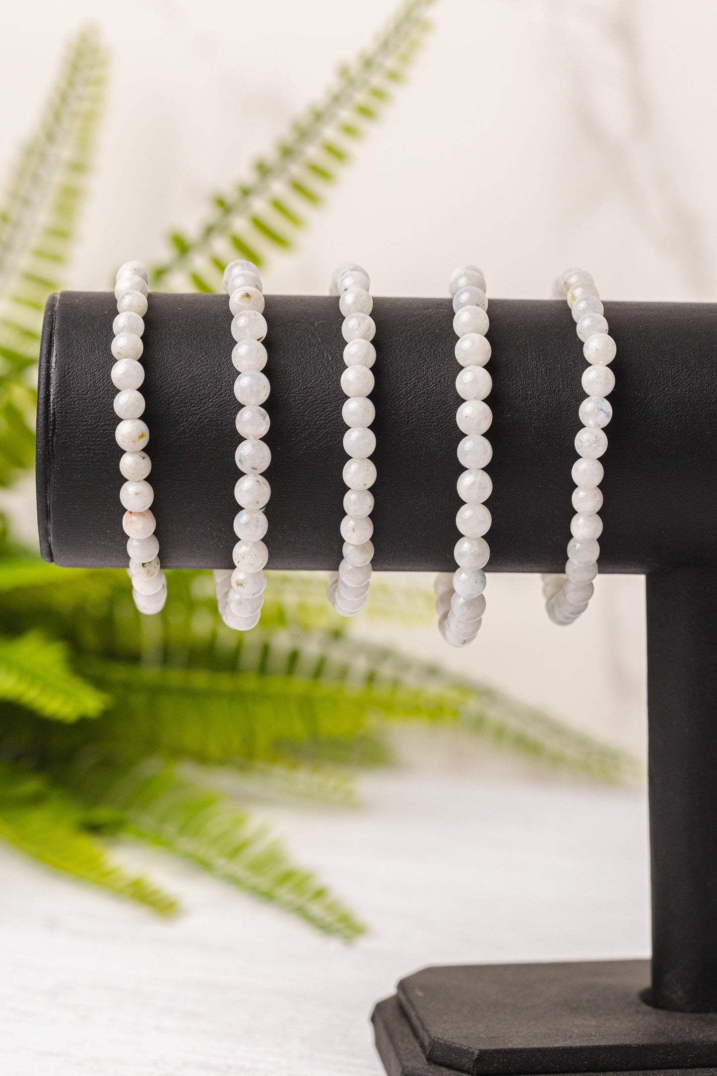Regenboog maansteen armband rond 6mm - 3e gratis