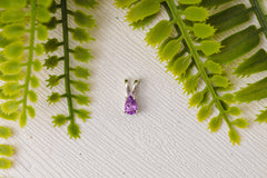 Zilveren amethist druppel hanger