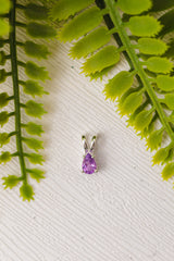 Zilveren amethist druppel hanger