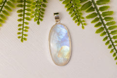 Zilveren maansteen hanger ovaal