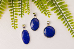 Zilveren lapis lazulli hanger groot