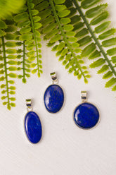 Zilveren lapis lazulli hanger groot