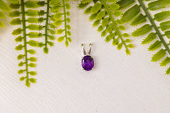 Zilveren amethist druppel hanger middel