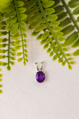 Zilveren amethist druppel hanger middel