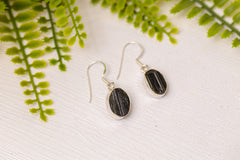 Zilveren zwarte toermalijn oorbellen
