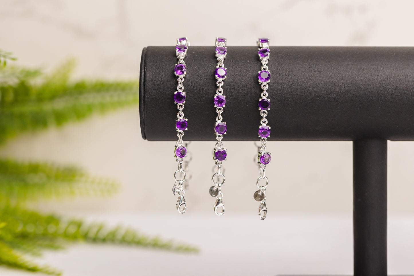Zilveren amethist armband rond