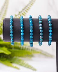 Blauwe apatiet armband rond 6mm - 3e gratis