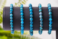 Blauwe apatiet armband rond 6mm - 3e gratis