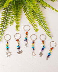 Zilveren chakra sleutelhanger met bedeltje