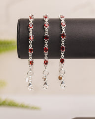 Zilveren granaat armband ovaal