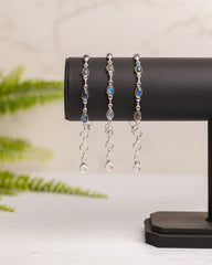 Zilveren labradoriet armband - druppelvorm