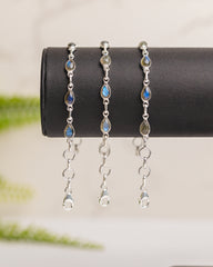 Zilveren labradoriet armband - druppelvorm