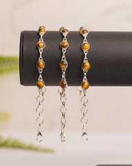 Zilveren tijgeroog armband rond