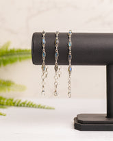 Zilveren labradoriet armband - ovaal