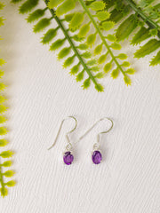 Zilveren amethist oorbellen ovaal
