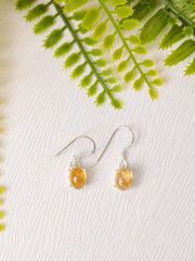 Zilveren citrien oorbellen rond