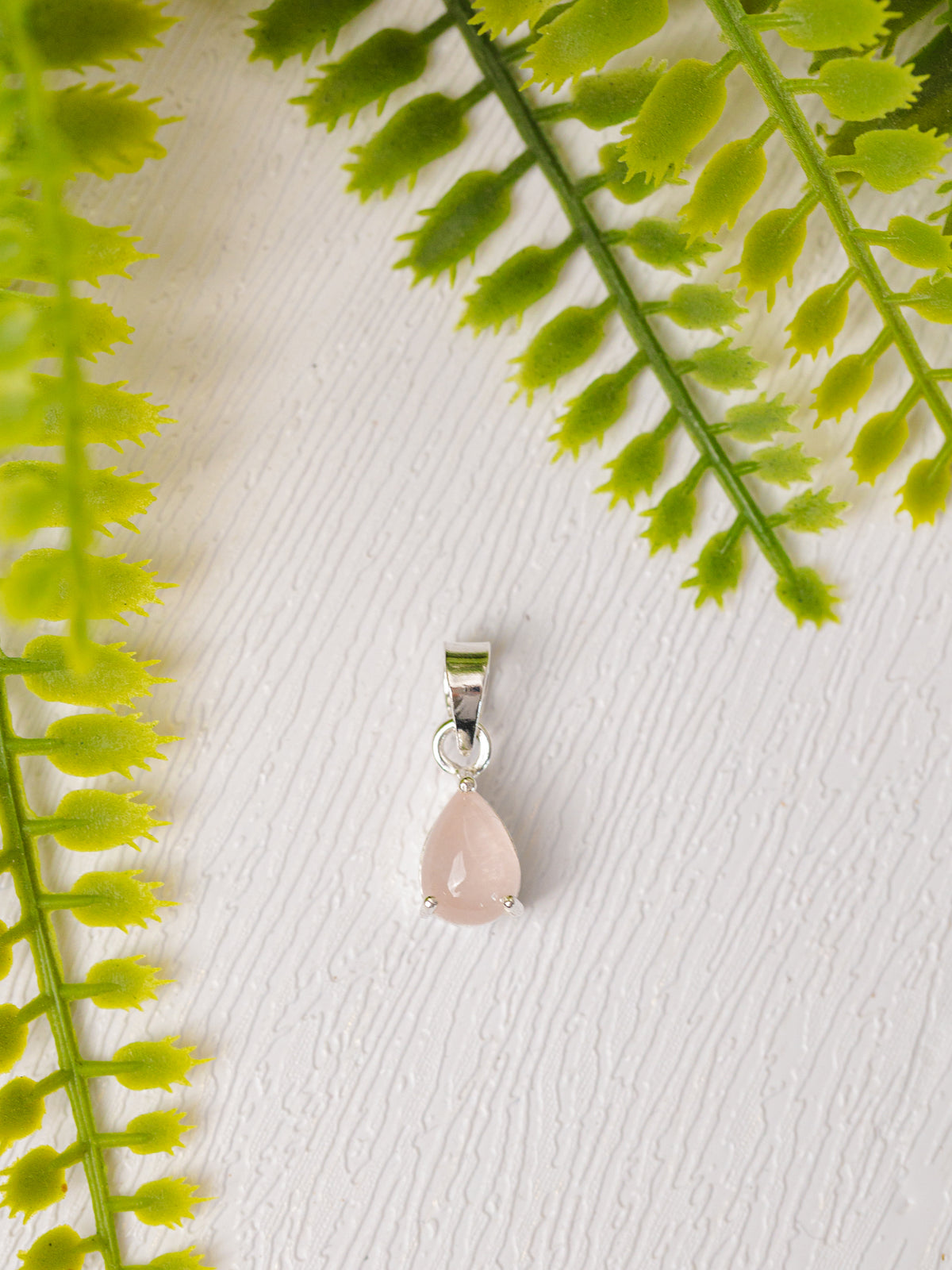 Zilveren rozenkwarts hanger druppel