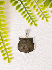 Zilveren labradoriet hanger tijger klein