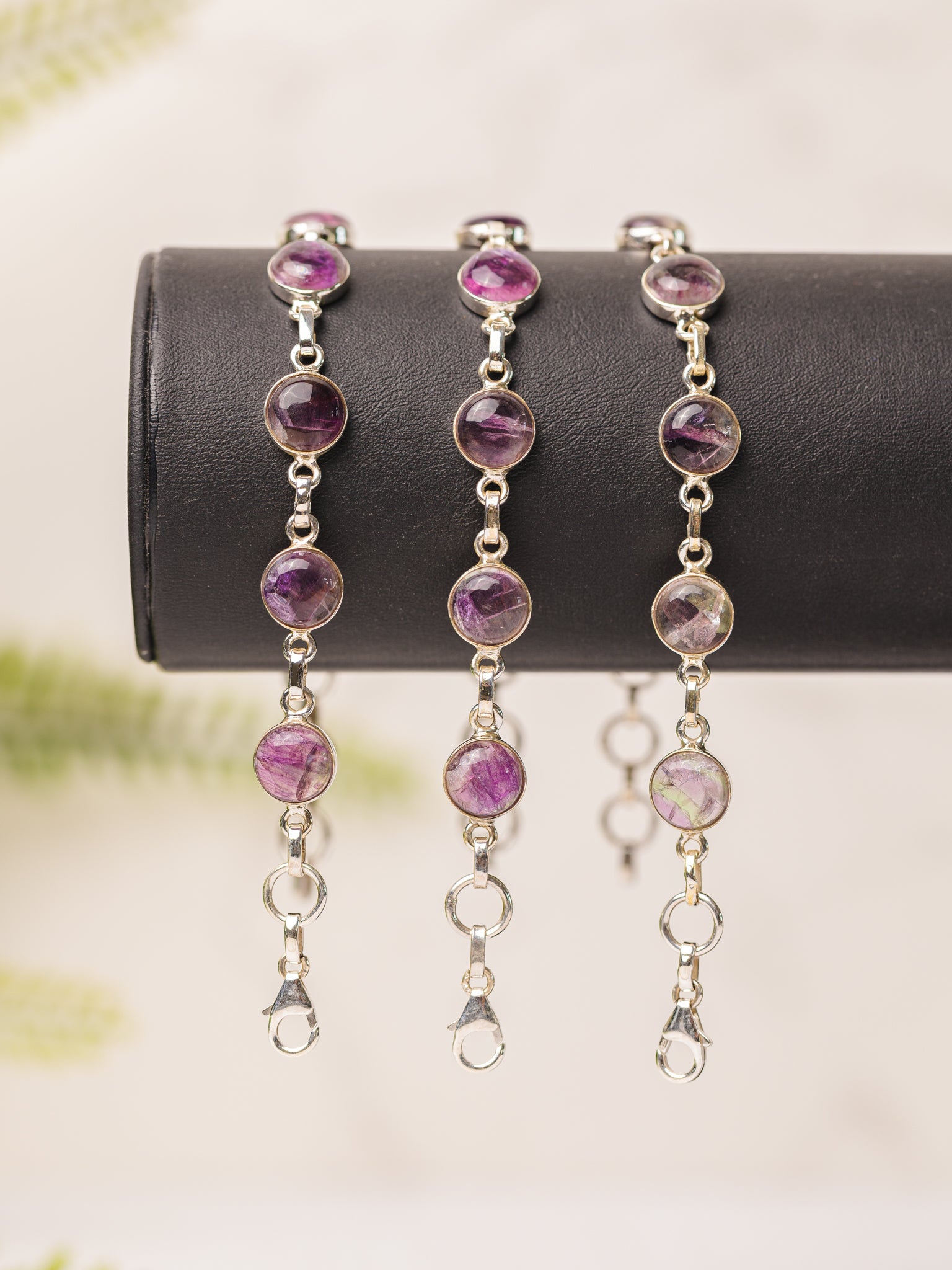 Zilveren fluoriet armband rond