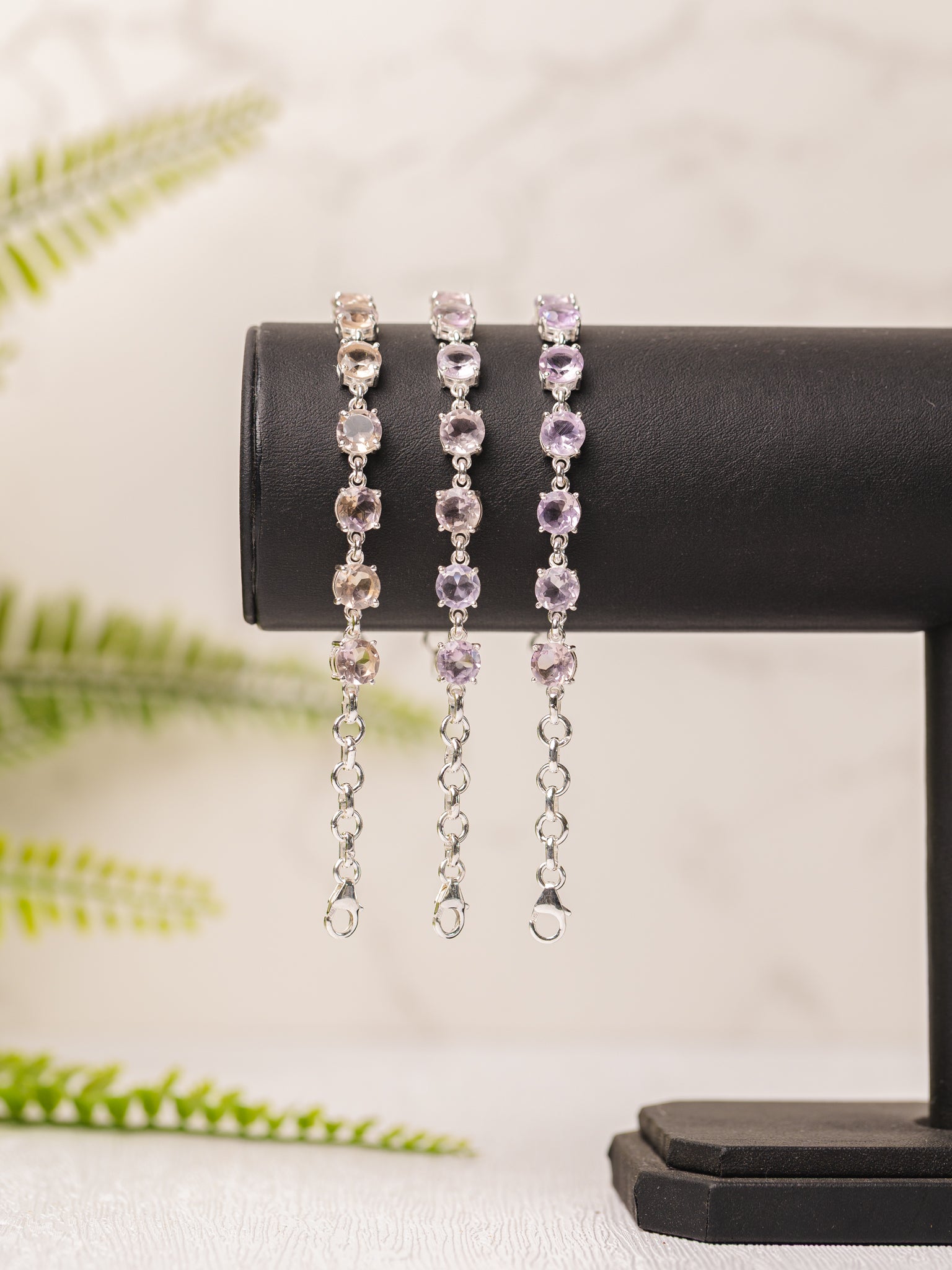 Zilveren ametrien armband rond