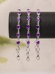 Zilveren amethist armband ovaal / rond