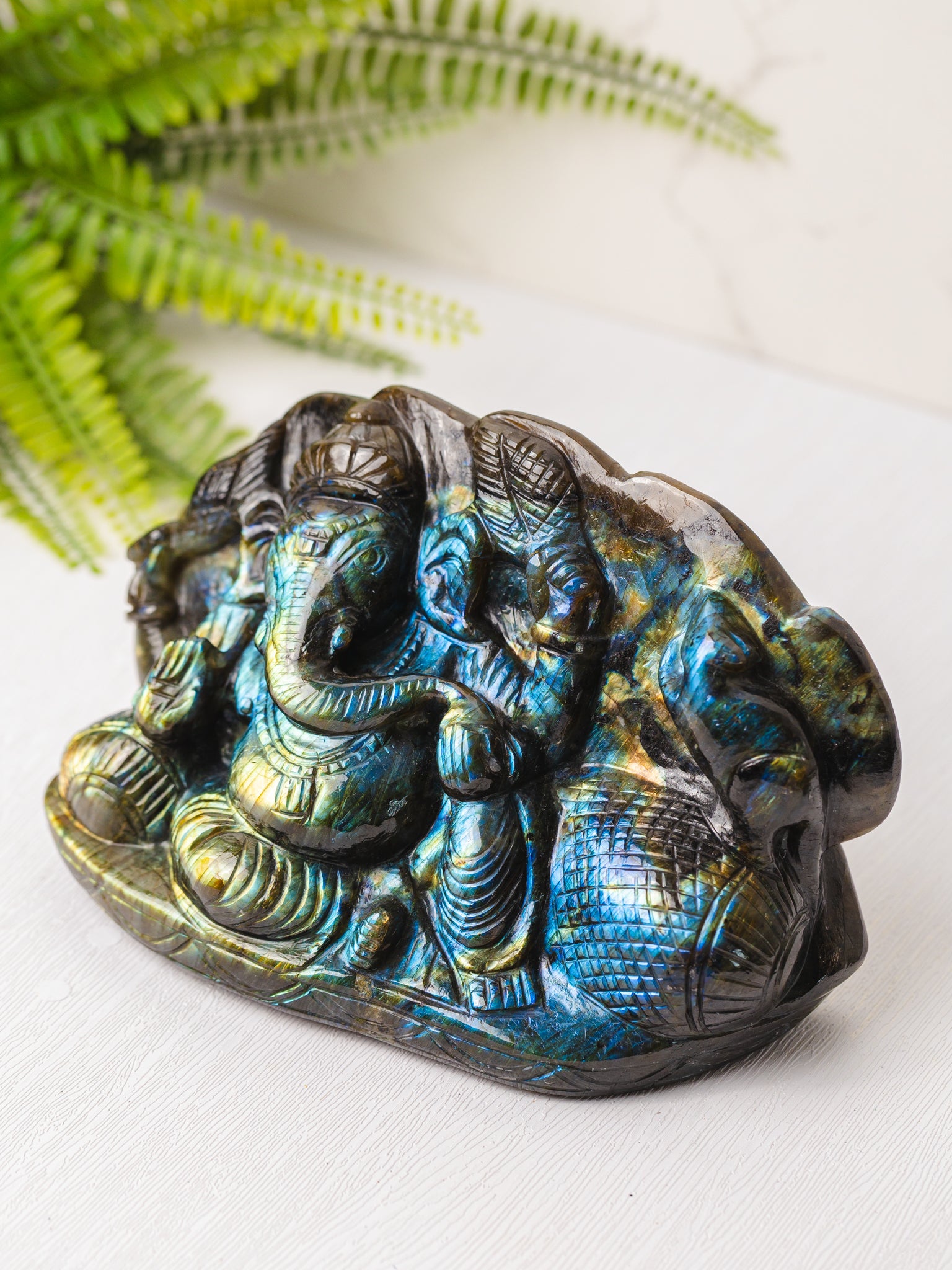 Labradoriet Ganesha carving