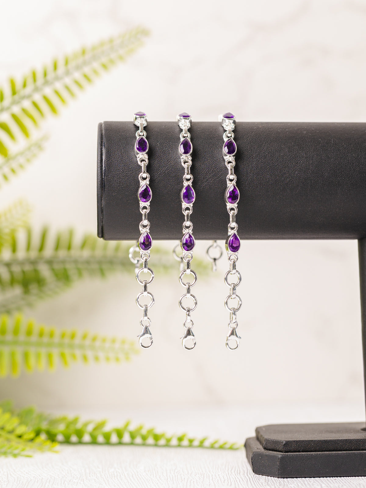 Zilveren amethist armband druppel