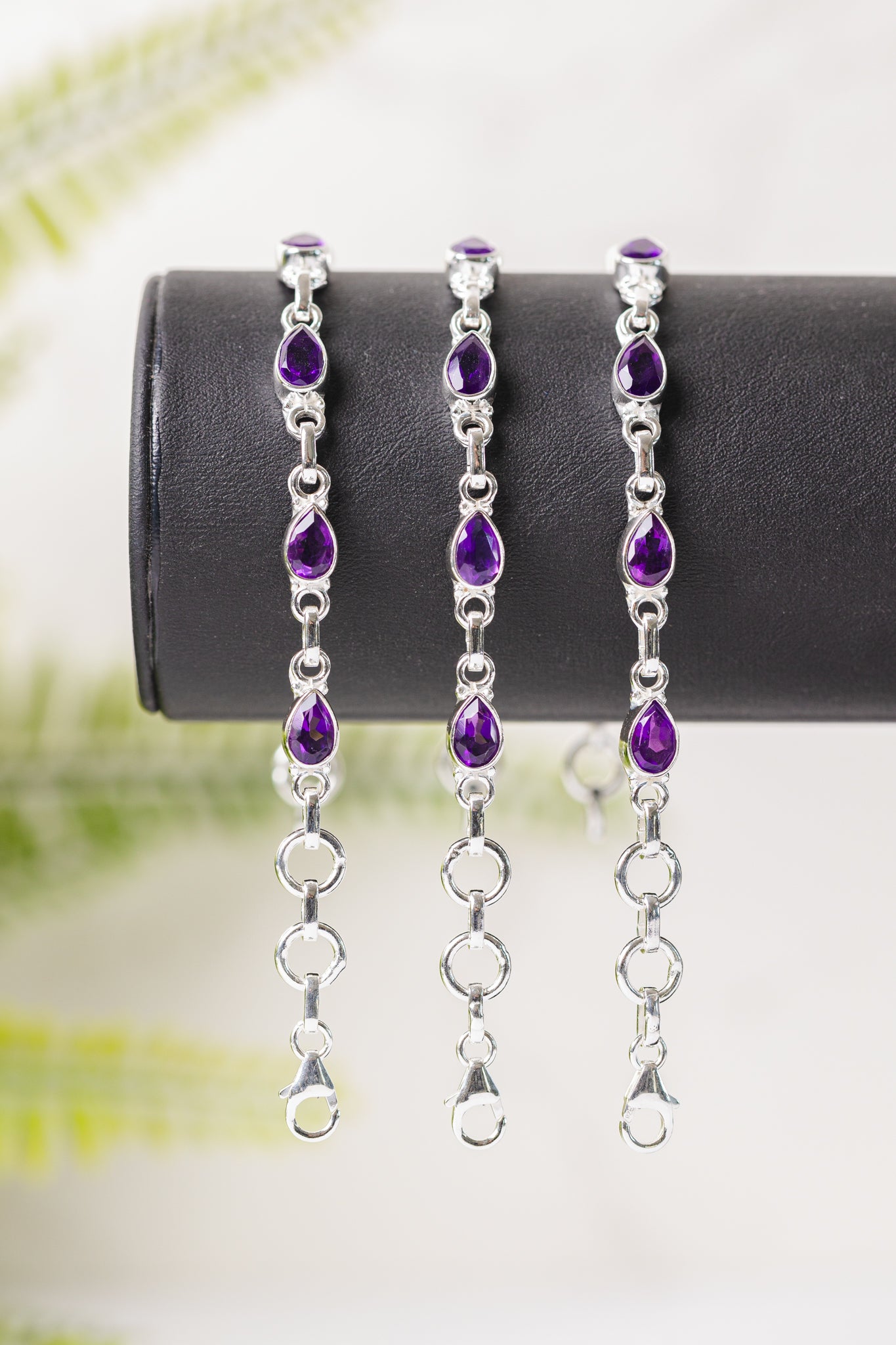 Zilveren amethist armband druppel