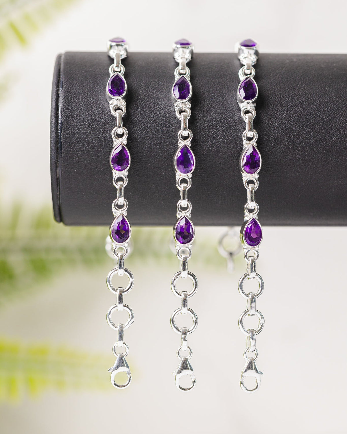 Zilveren Amethist armband druppel