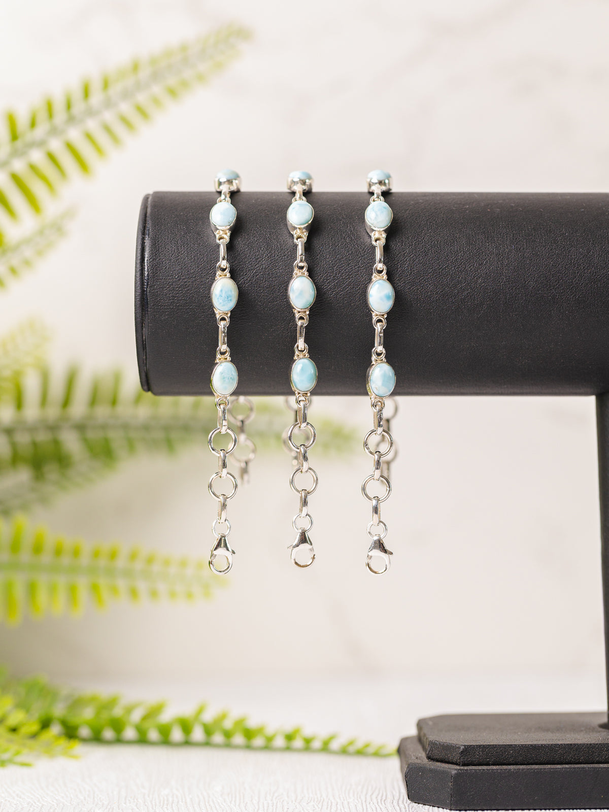 Zilveren larimar armband ovaal