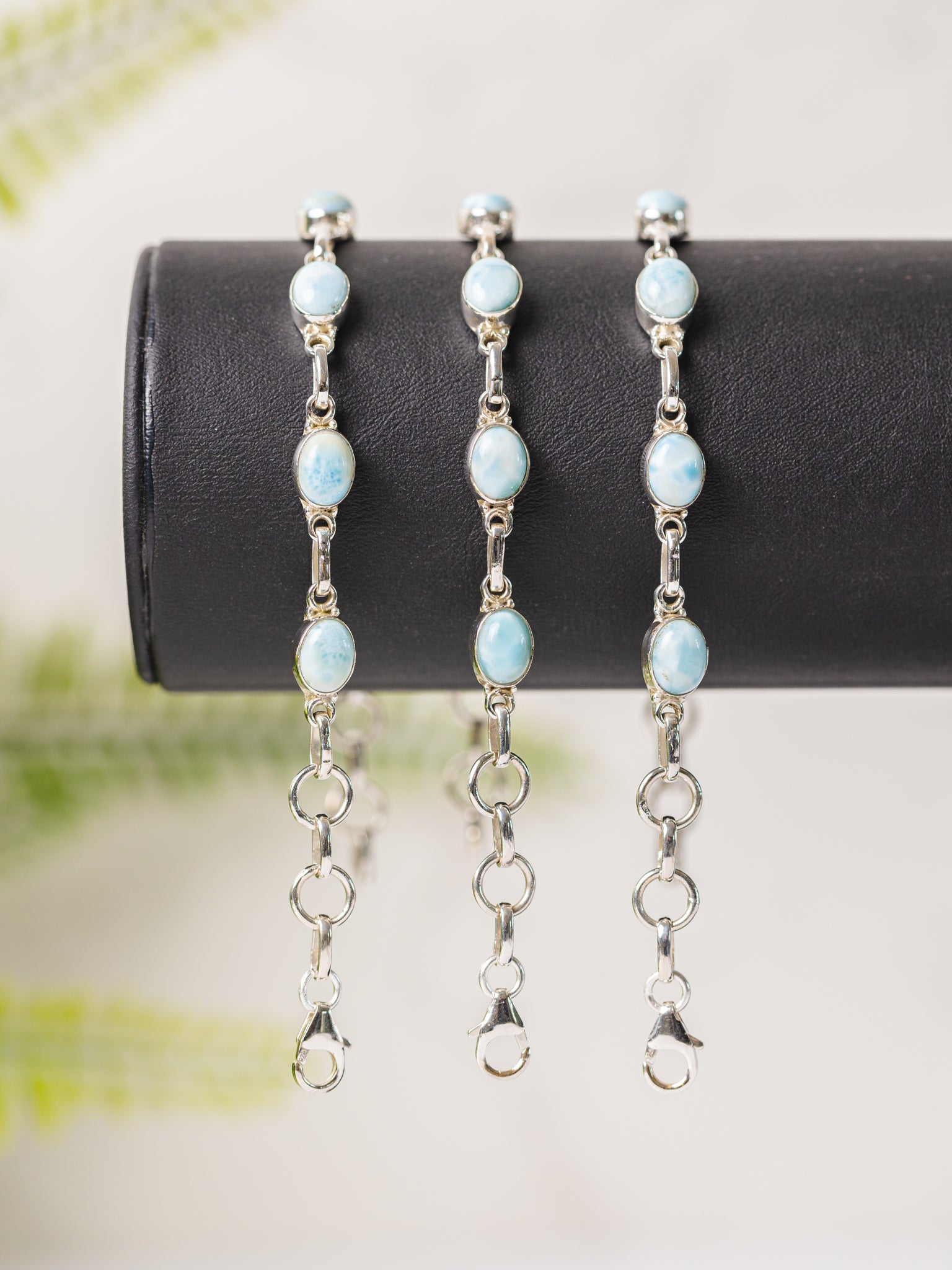 Zilveren larimar armband ovaal