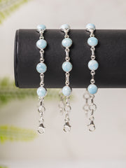 Zilveren larimar armband rond