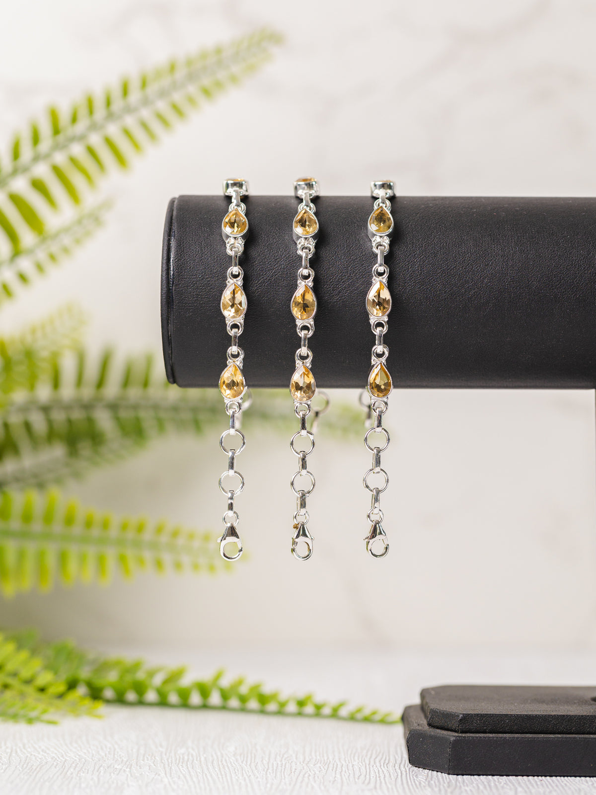 Zilveren citrien armband druppel groot