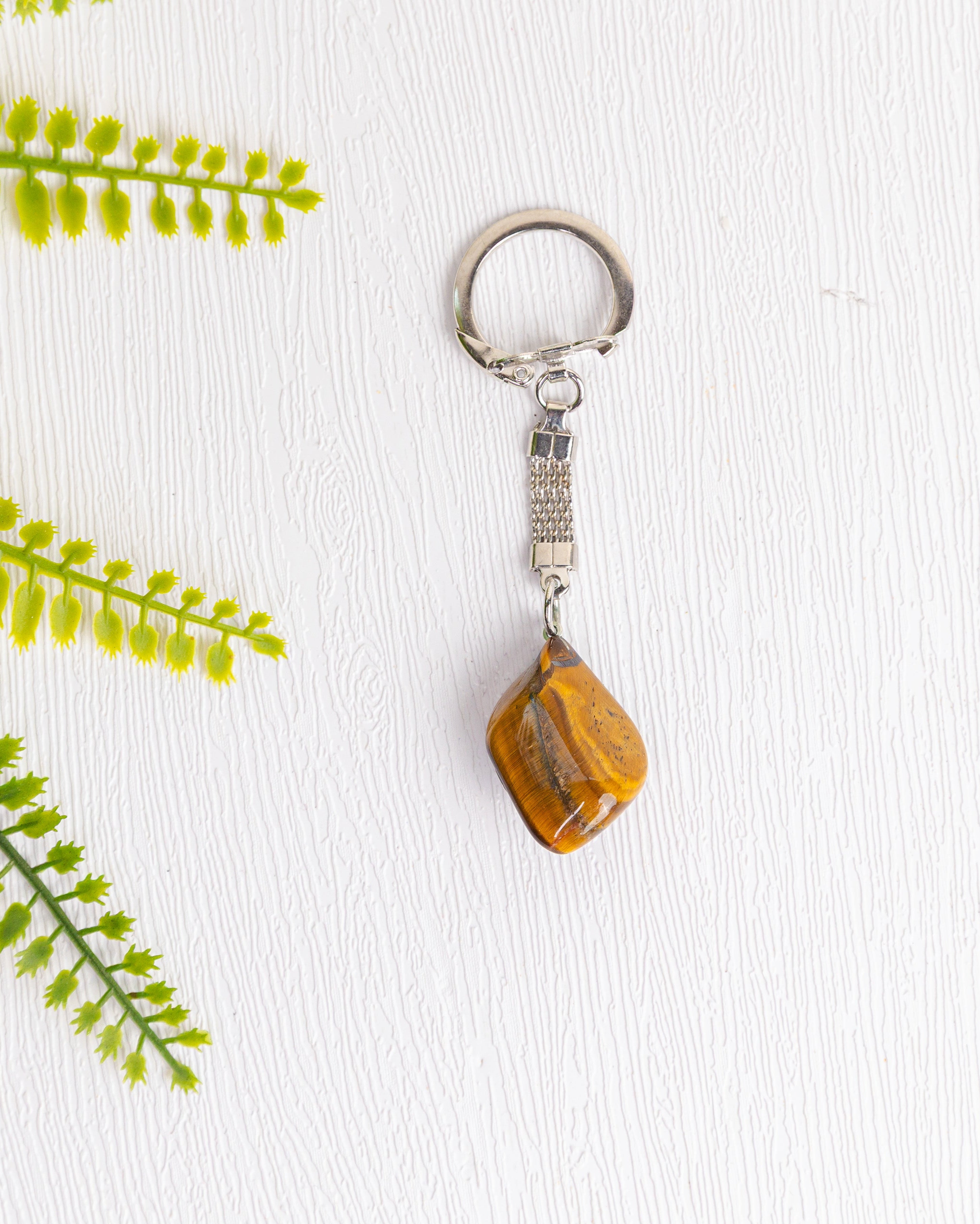 Zilveren tijgeroog sleutelhanger