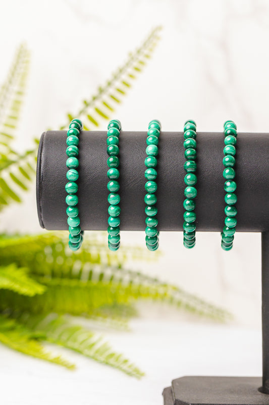 Malachiet armband rond 6mm - 3e gratis