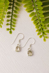 Groene amethist zilveren oorbellen