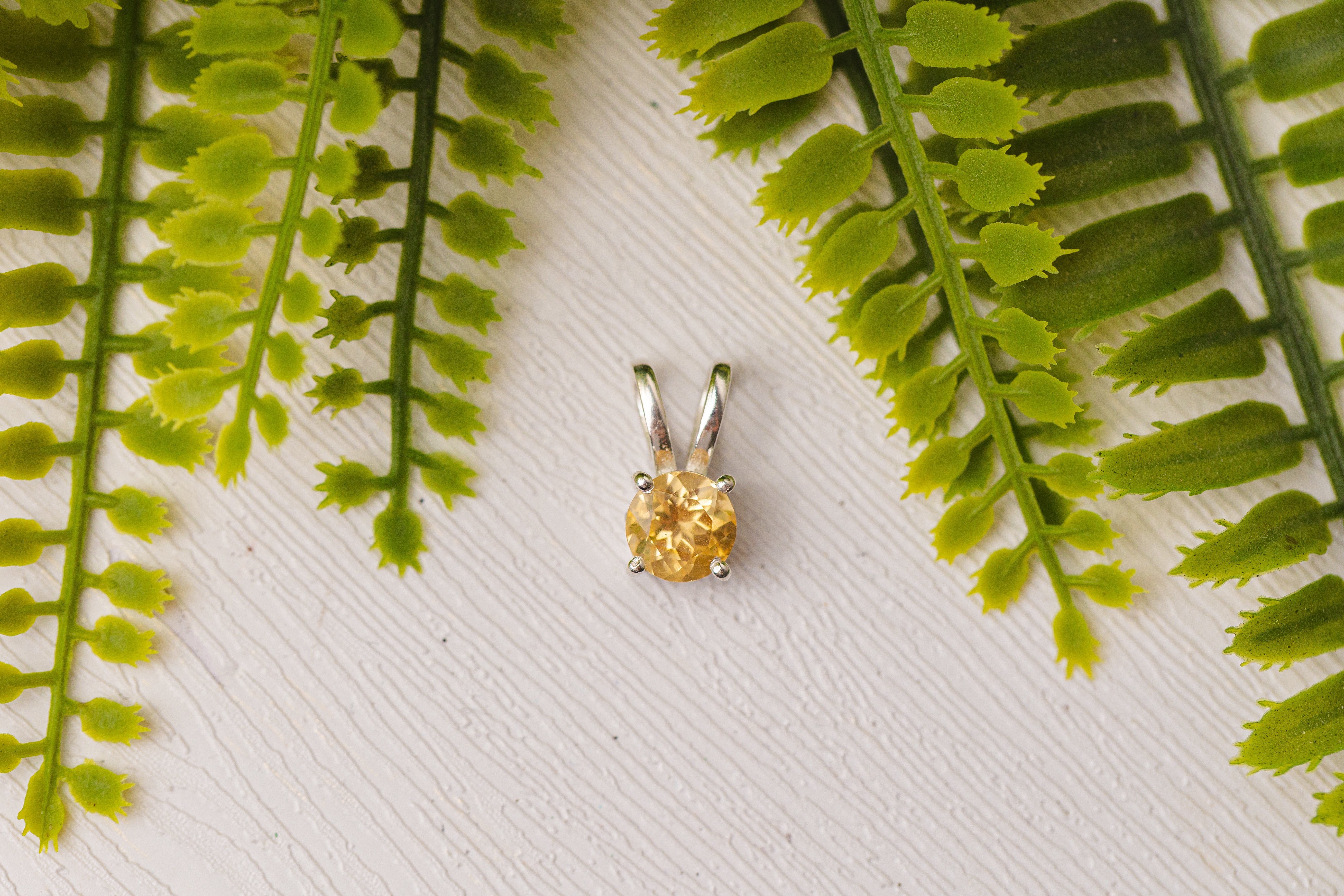 Zilveren citrien hanger