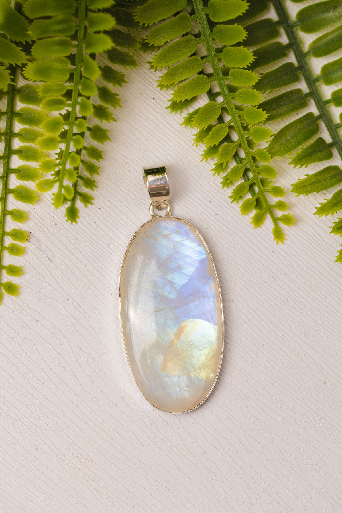 Zilveren maansteen hanger ovaal