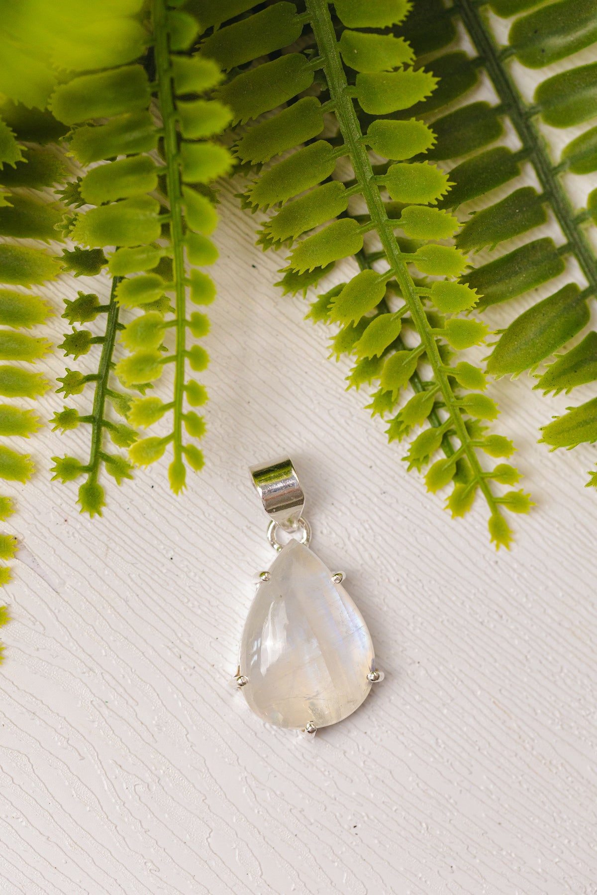 Zilveren maansteen hanger rond