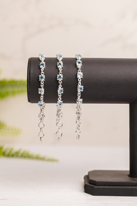 Zilveren armband topaas rond