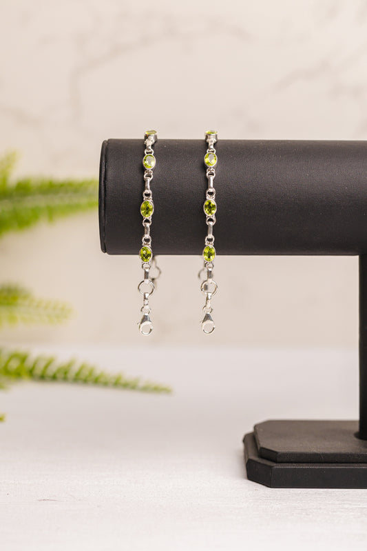 Zilveren peridot armband ovaal